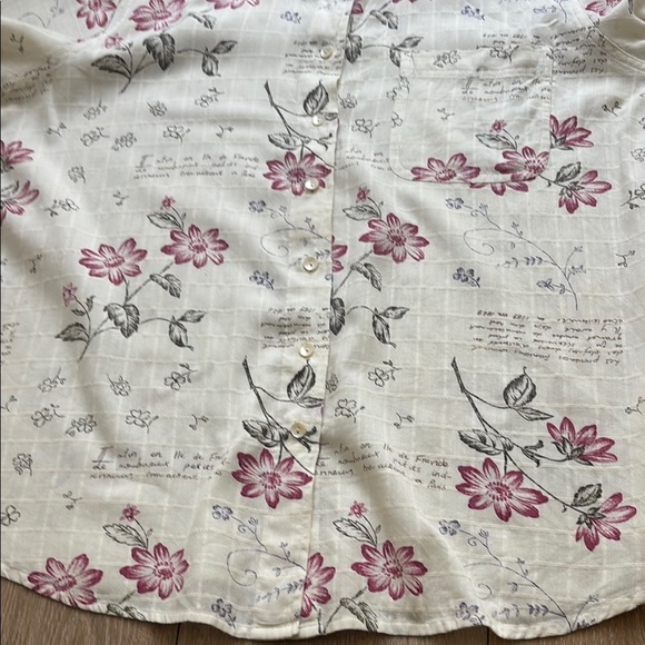Vintage Cream Floral Button-Down Shirt - Picture 8 of 9